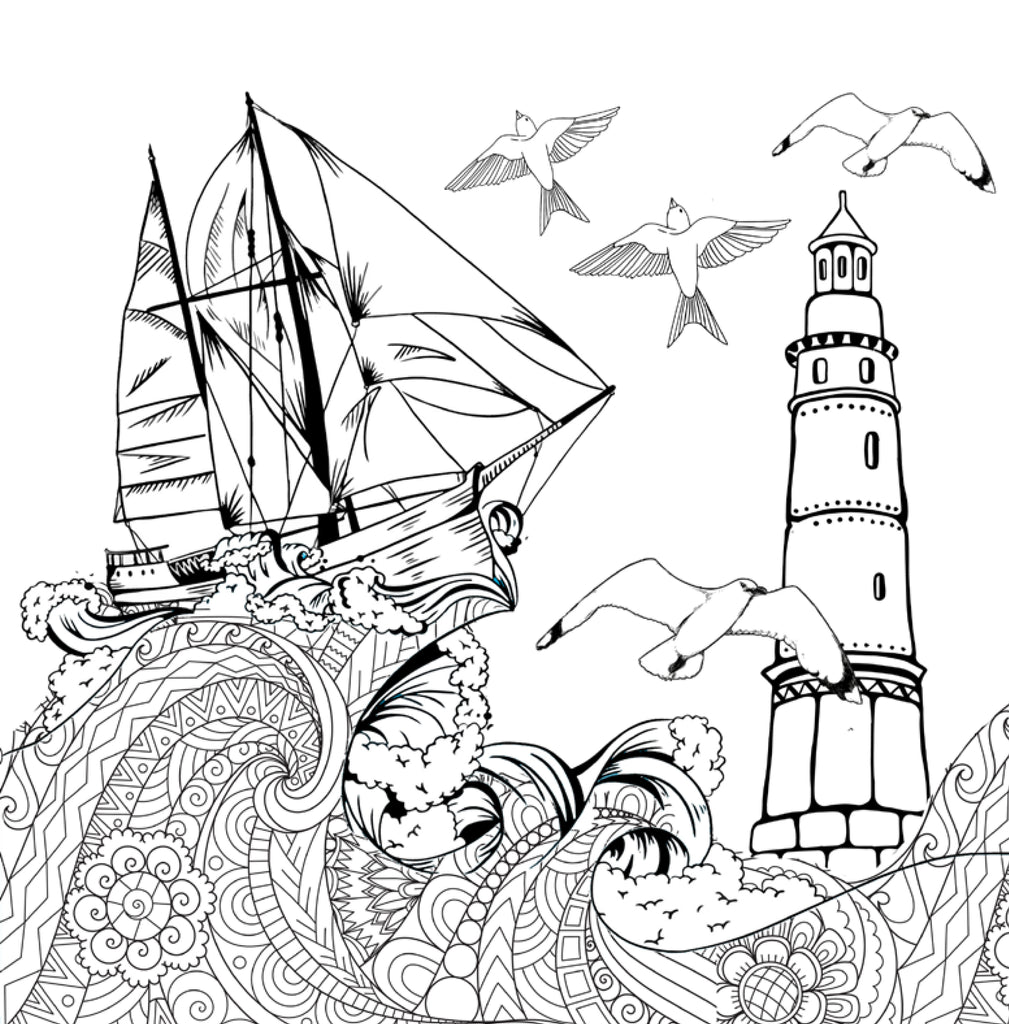 Lighthouses coloring book for adults digital â monsoon publishing usa