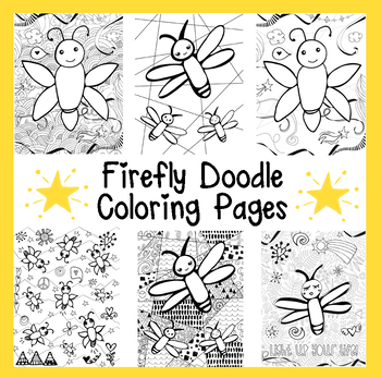 Doodle coloring pages fireflies by art is basic tpt