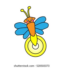 Cute smiling firefly clipart lightning bug stock illustration