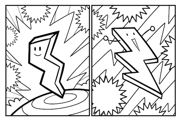 Premium vector cute thunder cartoon coloring pages