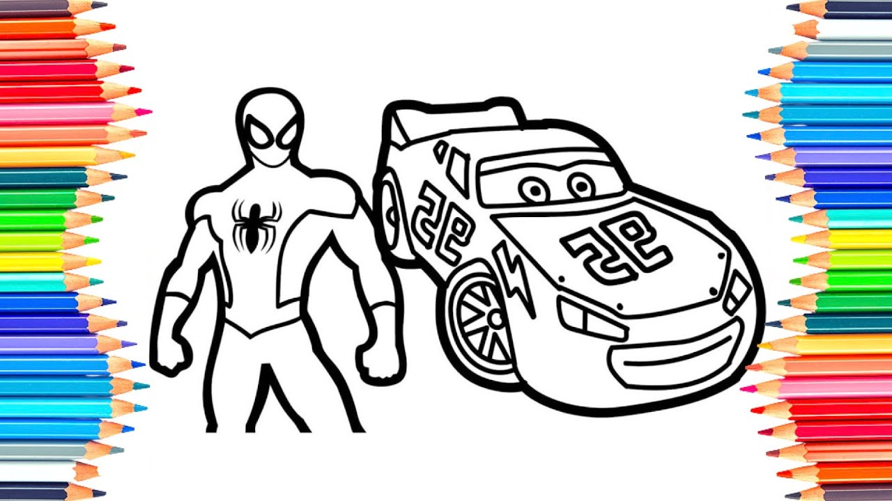 Lightning cqueen spider an drawing coloring pages