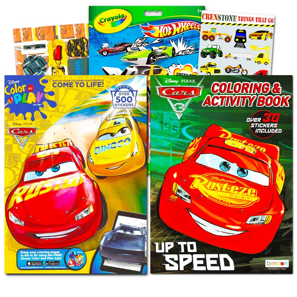 Disney cars and trucks coloring book set for toddlers