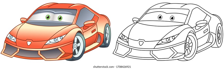 Cartoon sport car coloring page colorful stock vector royalty free