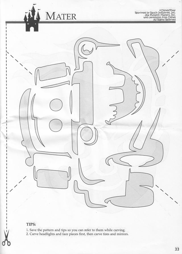 Disney cars mater free pumpkin stencil