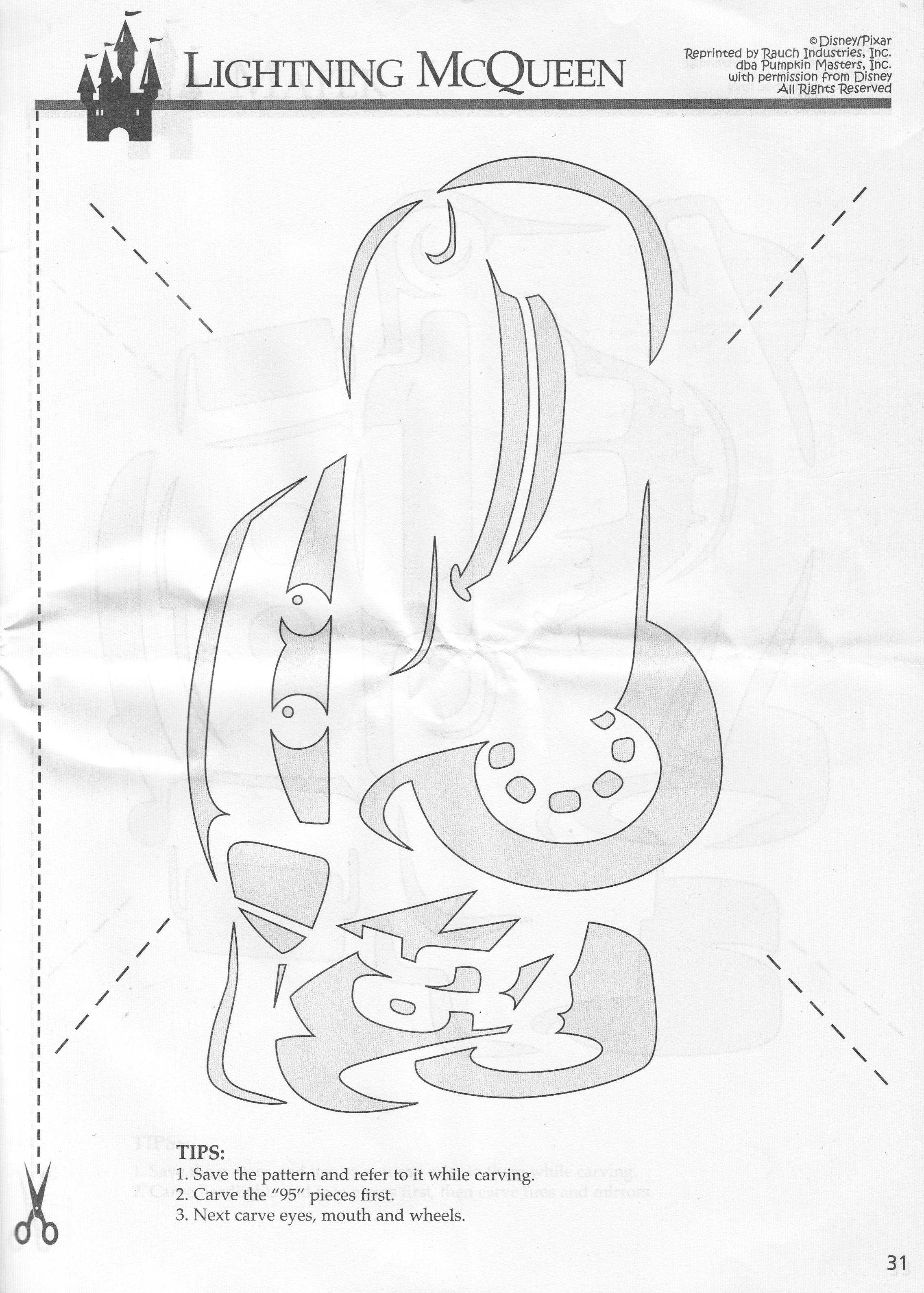 Disney cars lightning mcqueen free pumpkin stencil