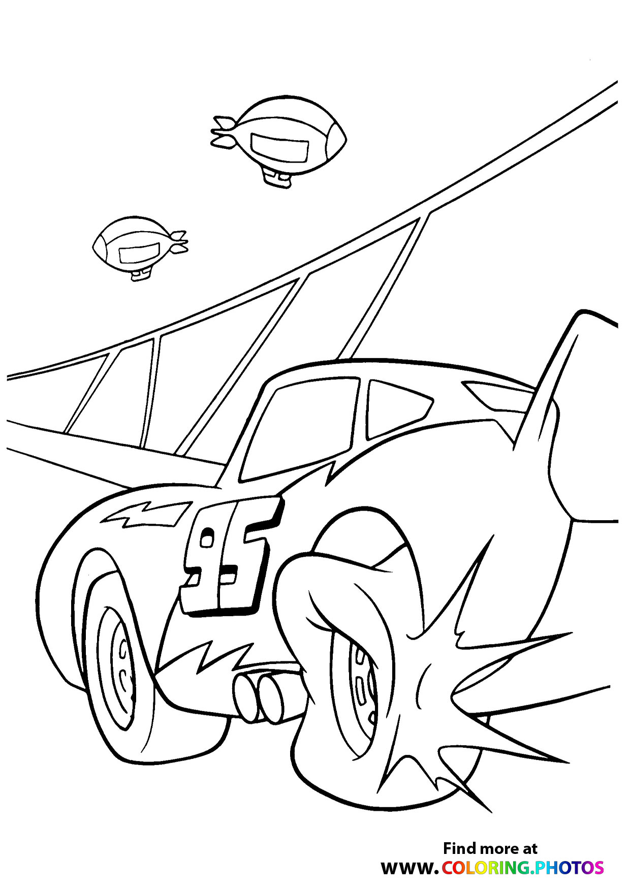 Lightning mcqueens tire has blown