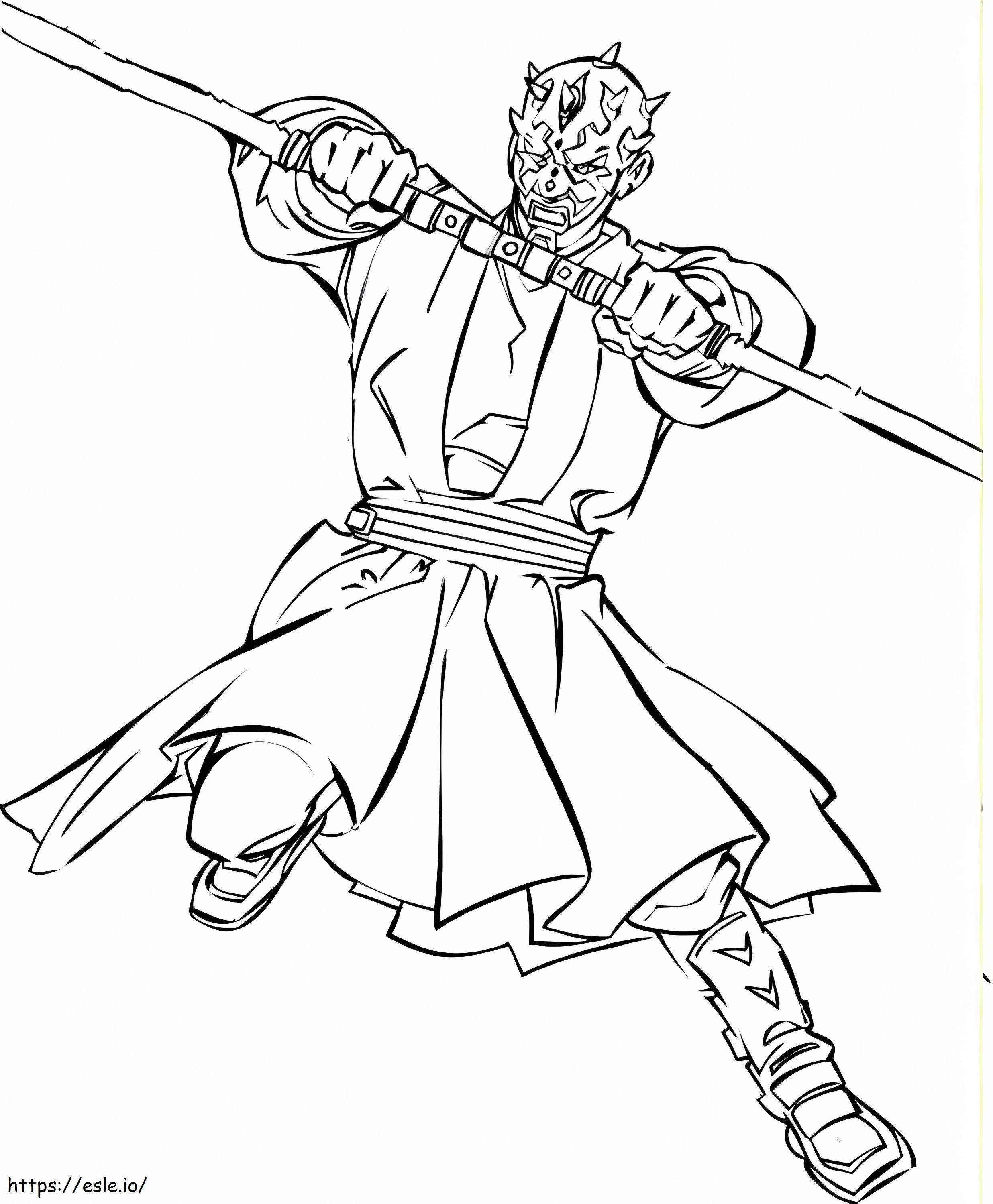 Darth maul and lightsaber coloring page