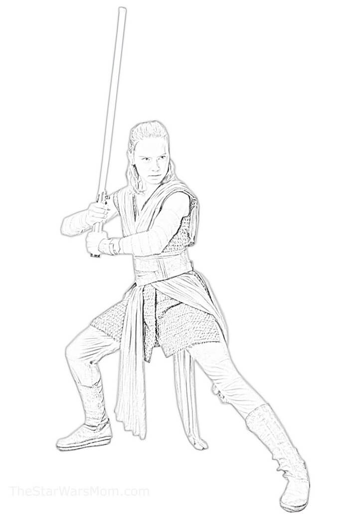 Rey holding lightsaber fãrbung seite
