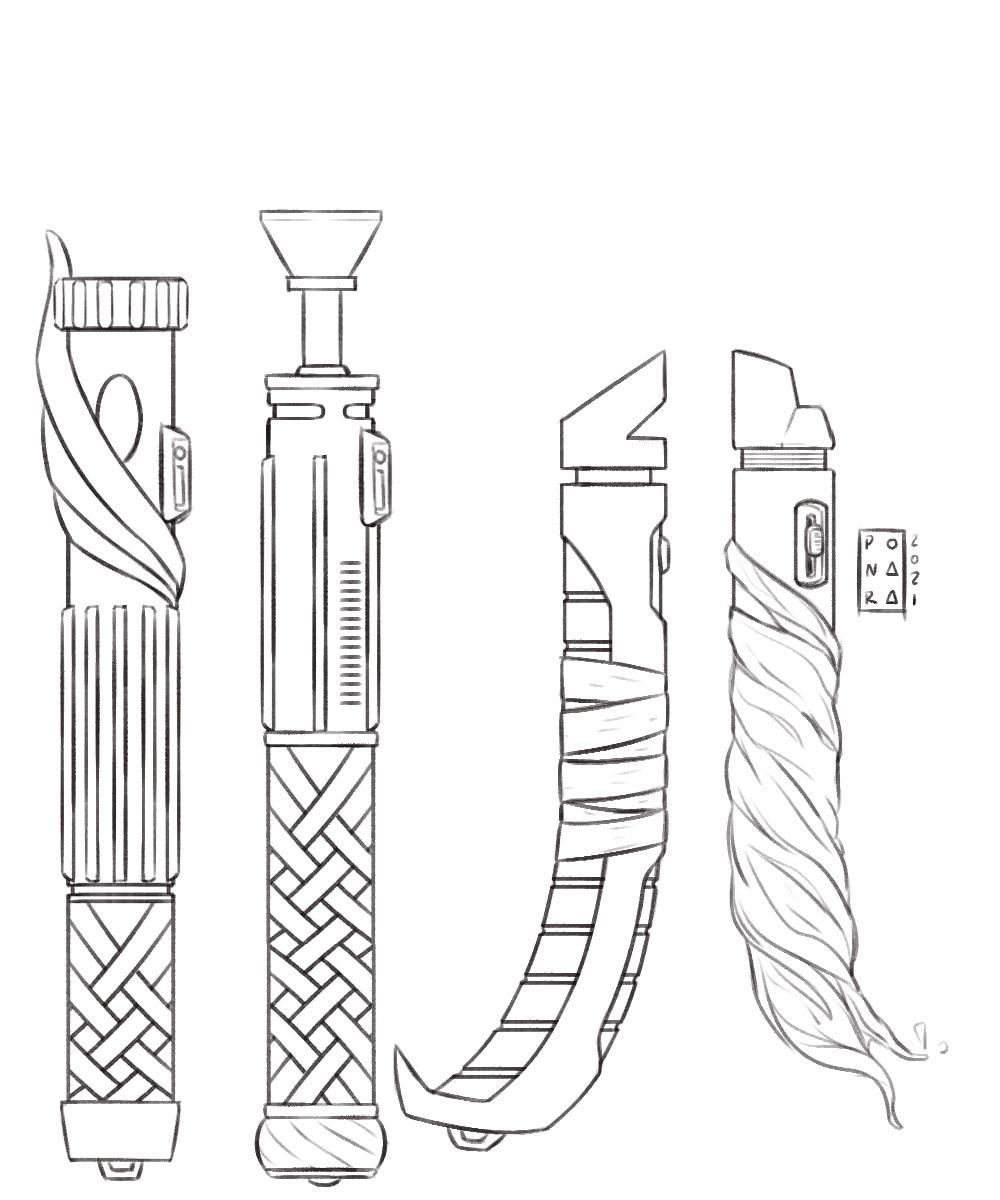 Some lightsaber designs i made on csp these are being a good way to start practicing rclipstudio