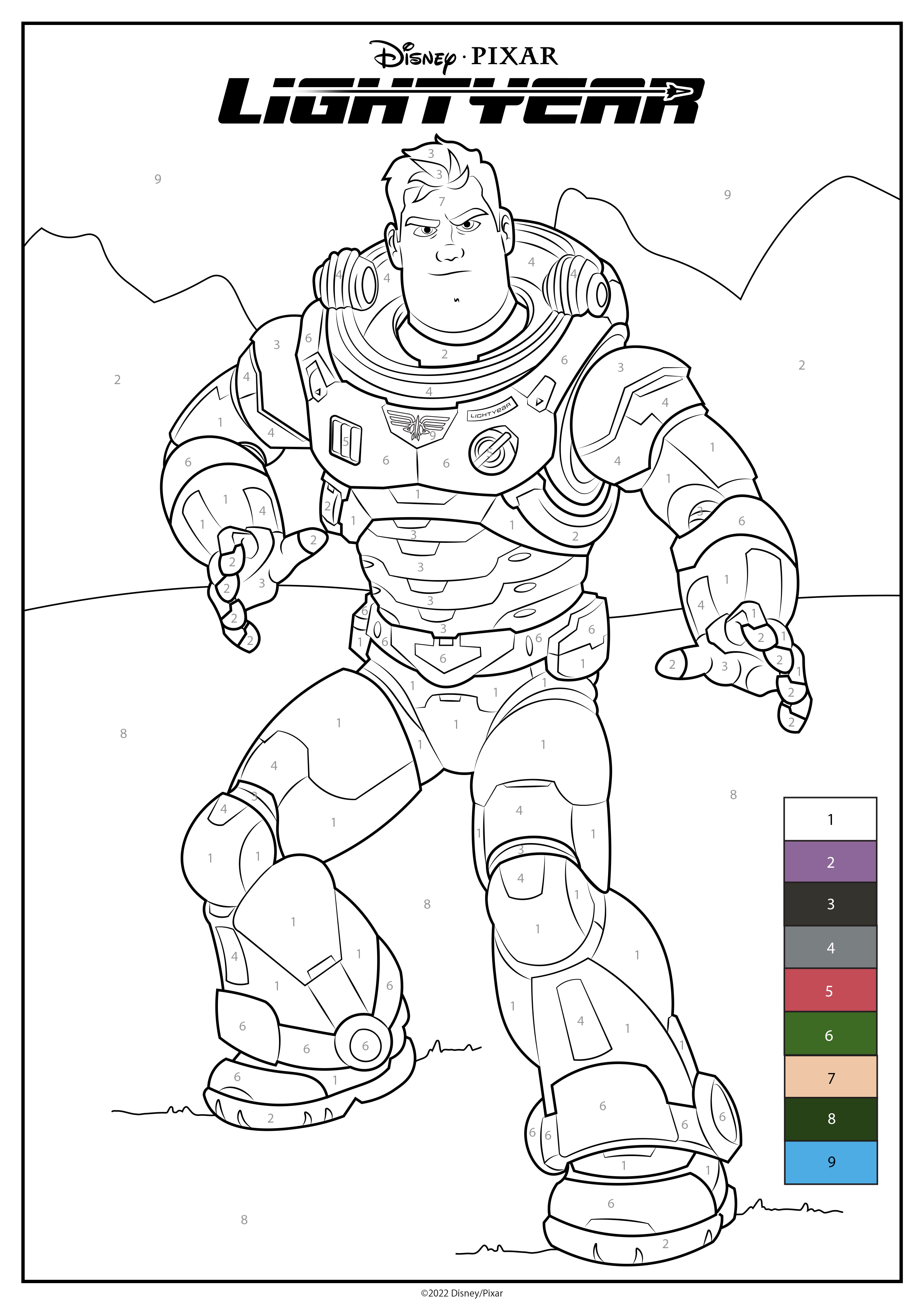 Free printable lightyear coloring pages coloring pages disney colors color by numbers