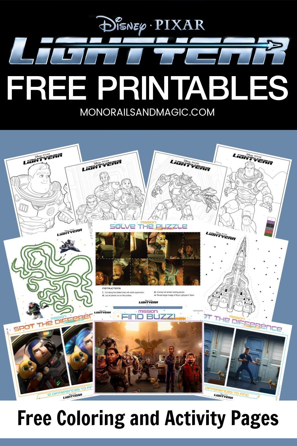 Free printable lightyear coloring and activity pages