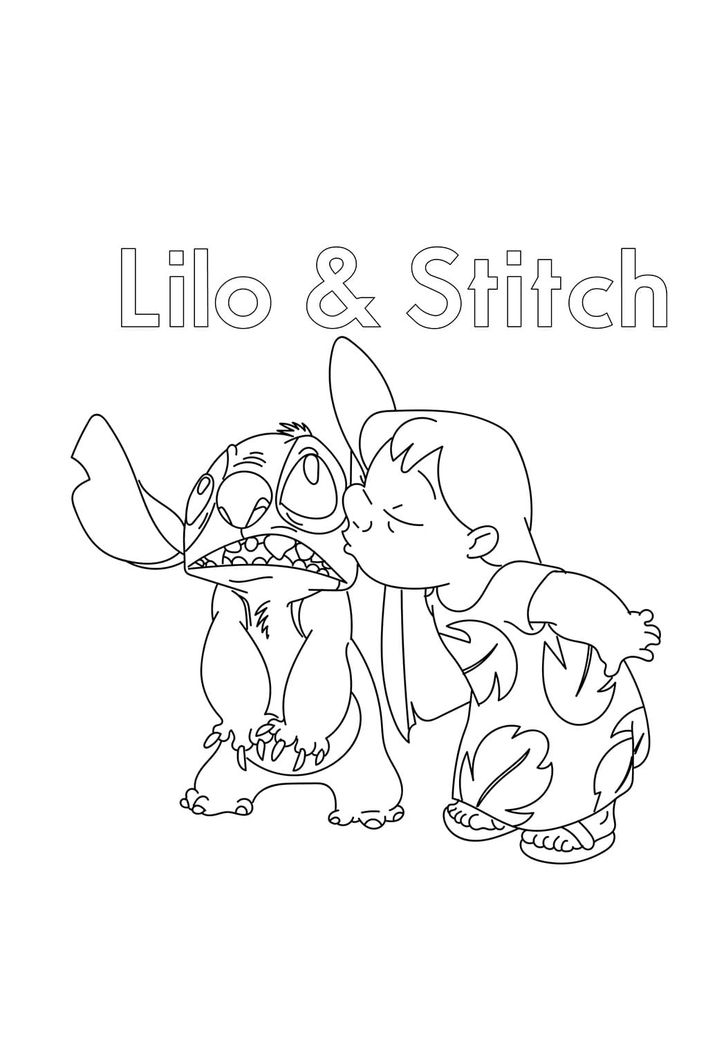 Adorable lilo and stitch coloring page