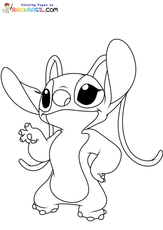 Stitch and angel coloring pages