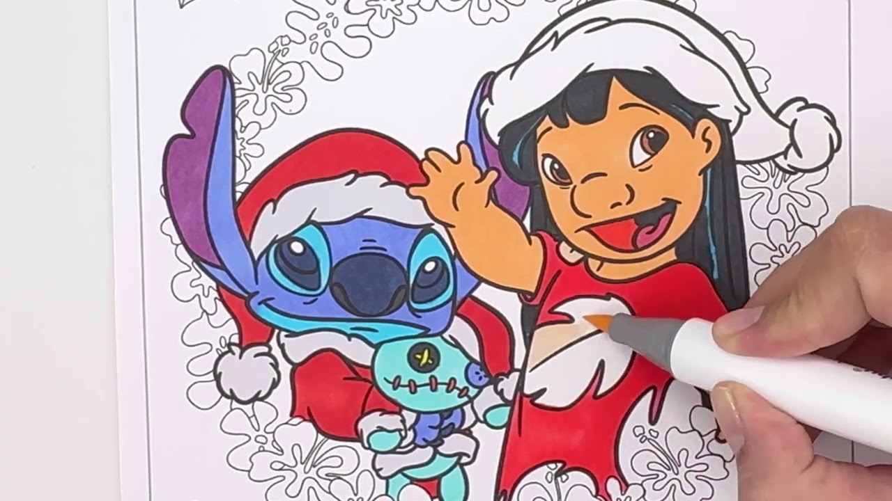 How to color lilo stitch festive christmas funâ
