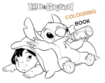 Lilo and stitch colouring book creative calming relaxation autumn fall digital download exquisitedownloads kids adult wall art