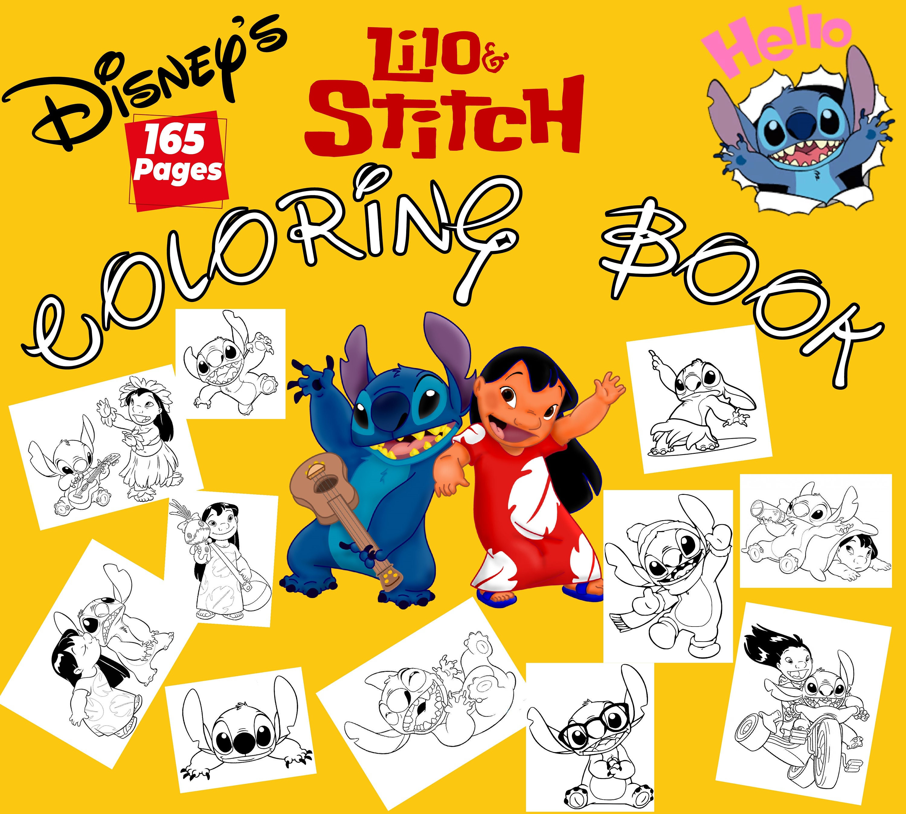 Lilo and stitch jumbo coloring book pages kids adult art instant download pdf download now