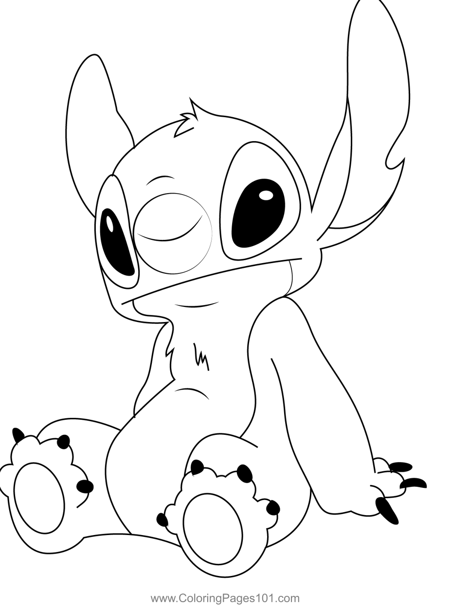Sitting stitch coloring page for kids