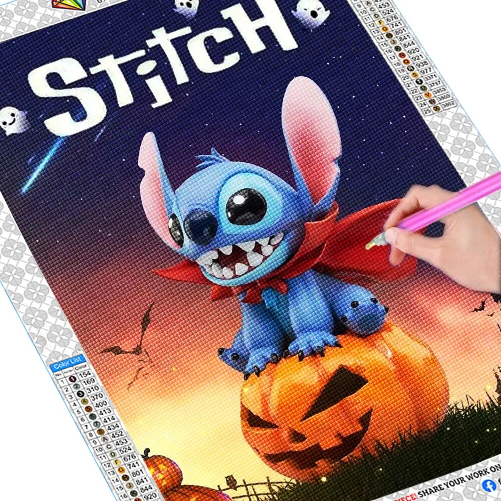 Diney diamond painting lilo and titch diamond embroidery halloween pumpkin art cro titch moaic cartoon ghot home decor