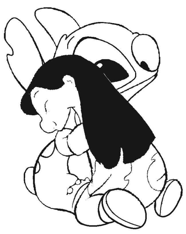 Drawing lilo hugs with stitch coloring page