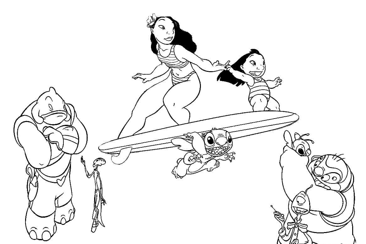 Lilo and stitch characters coloring page