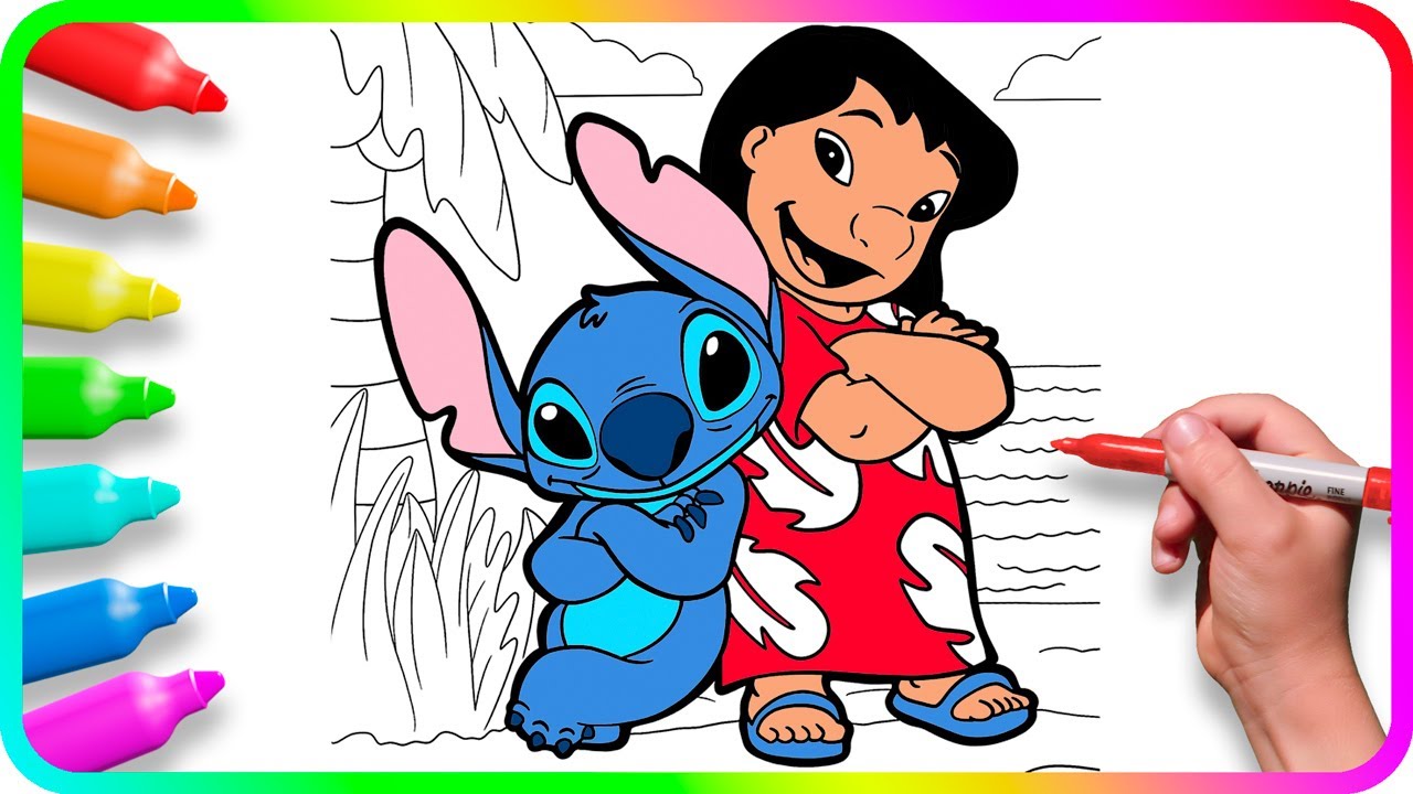 Coloring pages how to draw lilo and stitch easy drawing tutorial art