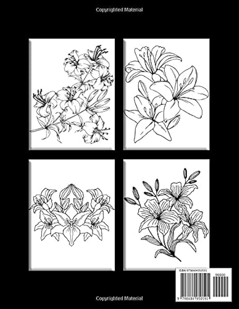 Beautiful lily flowers adult coloring book an adult blooming lily flowers coloring book for stress relief and relaxation flower coloring books by designer creative book