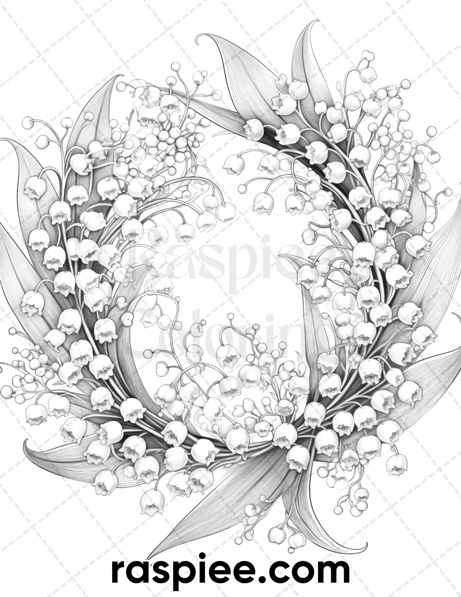 Spring floral wreaths grayscale adult coloring pages printable pdf â coloring