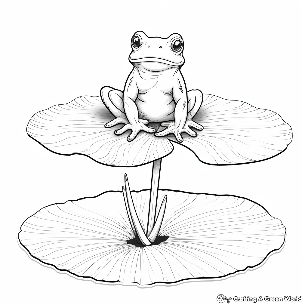 Frog on lily pad coloring pages