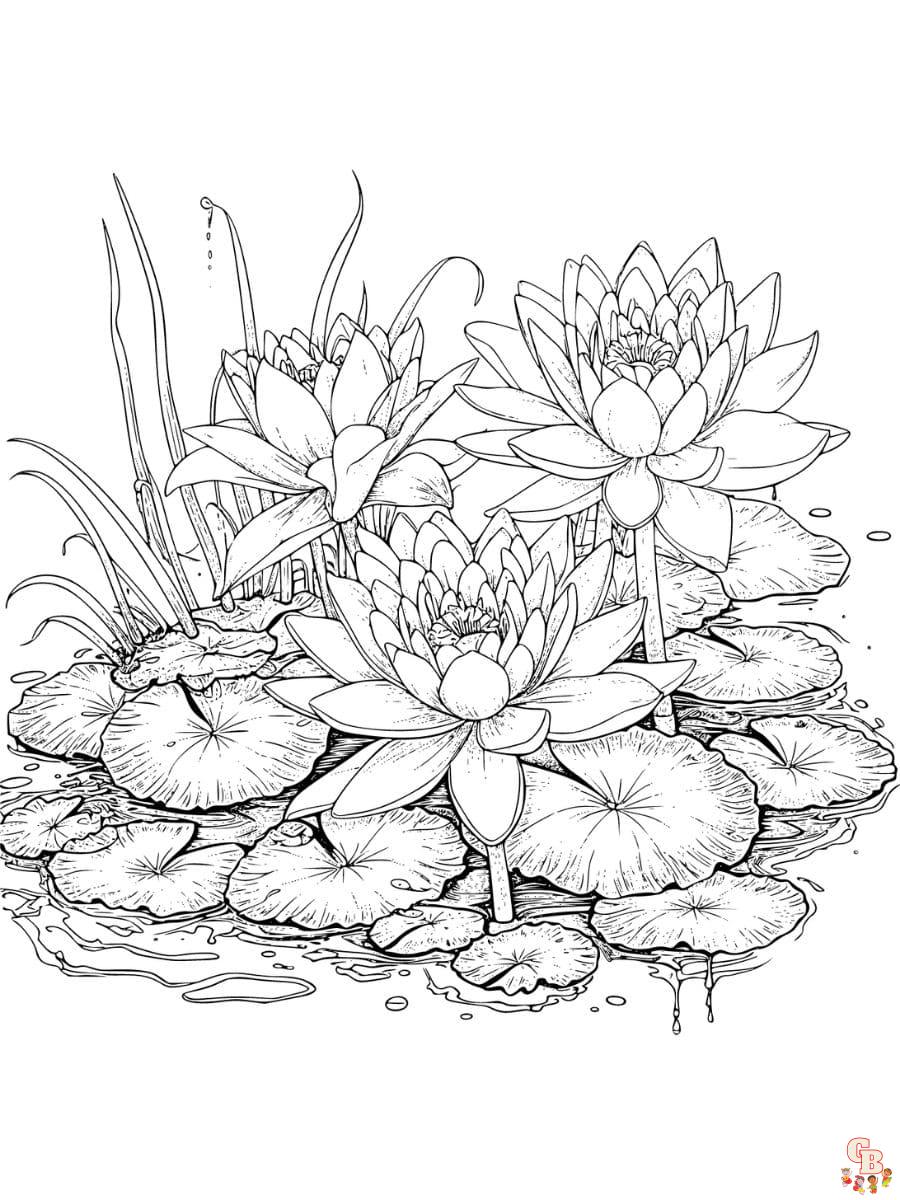 Printable lily pads coloring pages free for kids and adults
