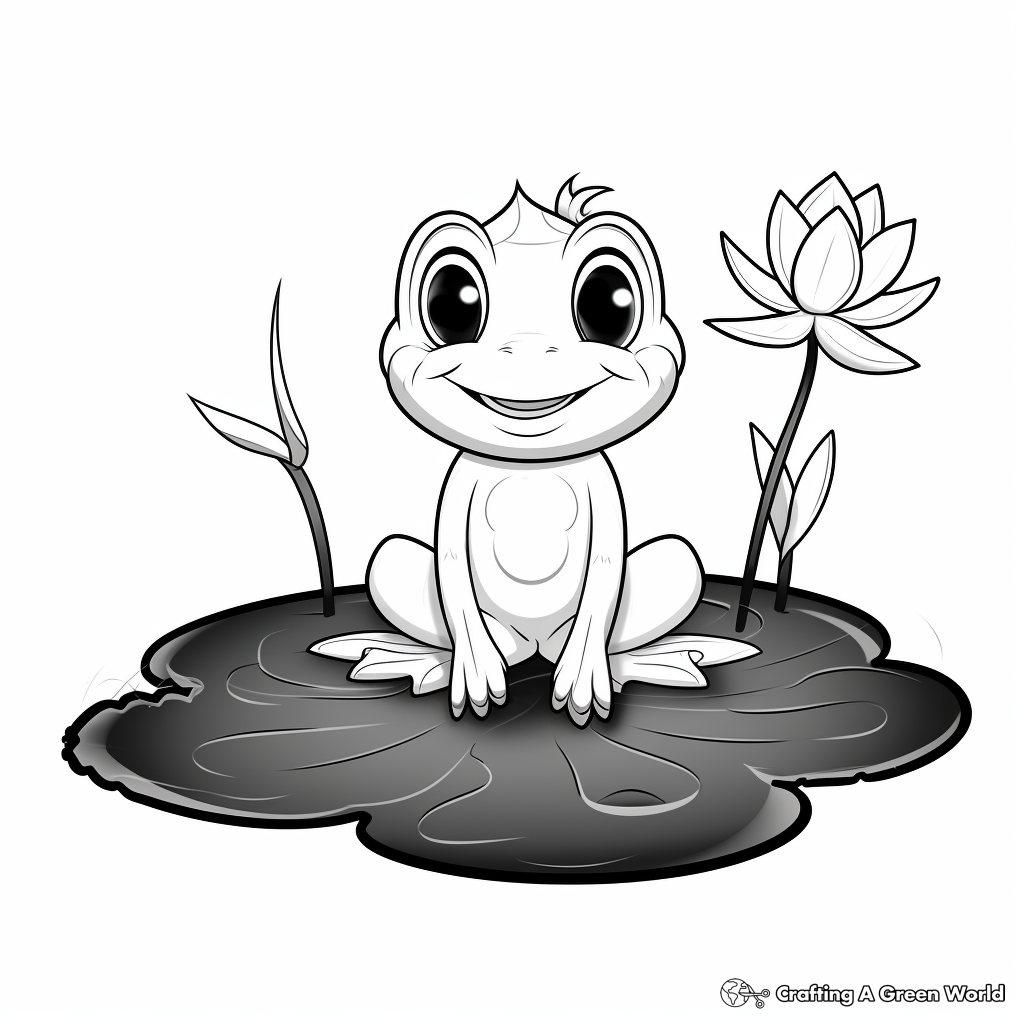 Frog on lily pad coloring pages