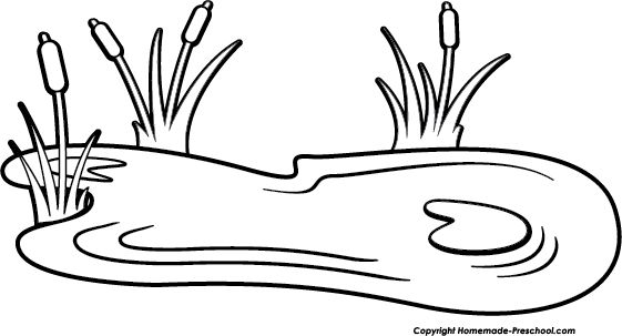 Duck pond black and white clipart
