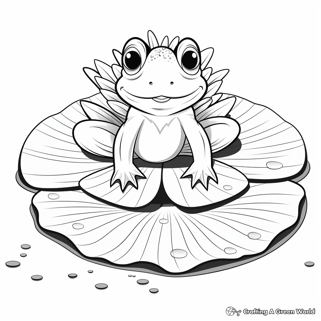 Frog on lily pad coloring pages