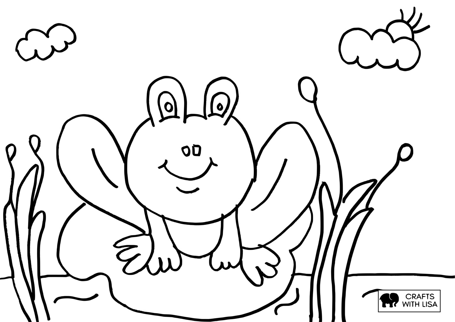 Frog on a lily pad coloring page