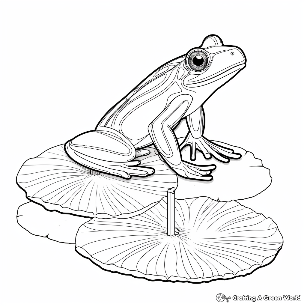 Frog on lily pad coloring pages