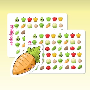 Vegetable stickers kawaii healthy habits planner stickers uk bullet journal bujo reminder sticker sheet pack cute stationery