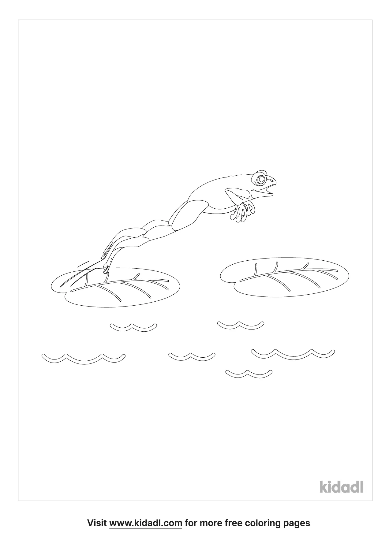 Free frog leaping off a lily pad coloring page coloring page printables