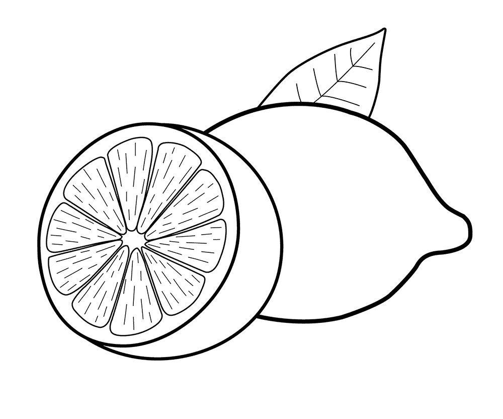 Dibujos de limones cortados a la mitad para colorear