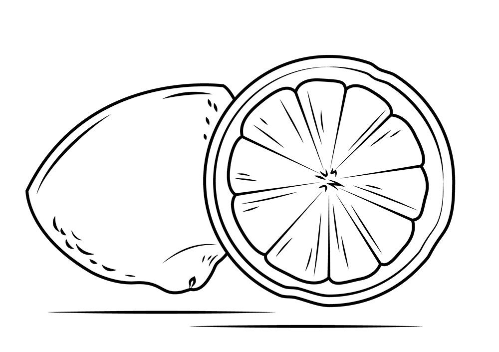 Dibujos de limones cortados a la mitad para colorear