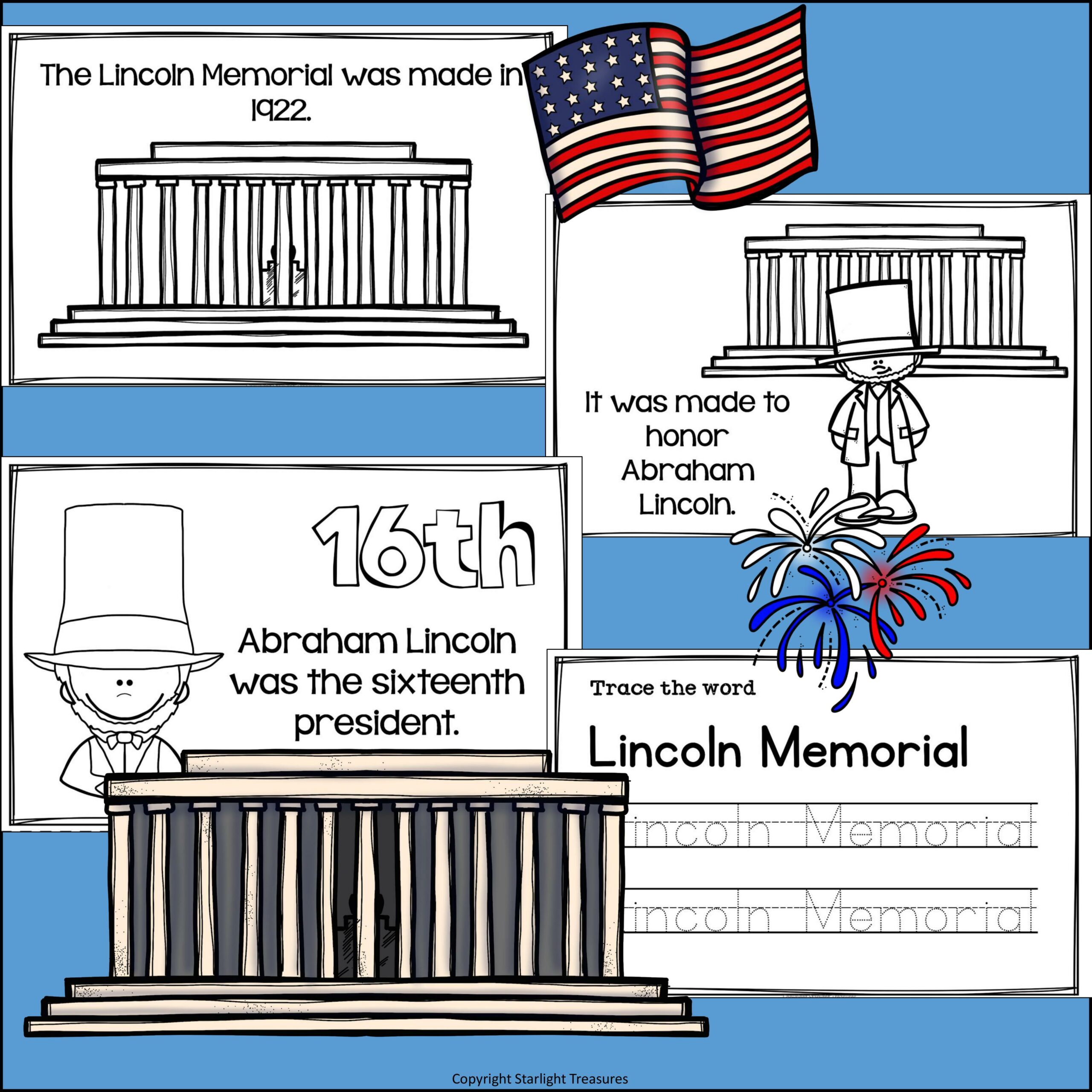 Lincoln memorial mini book for early readers american symbols made by teachers