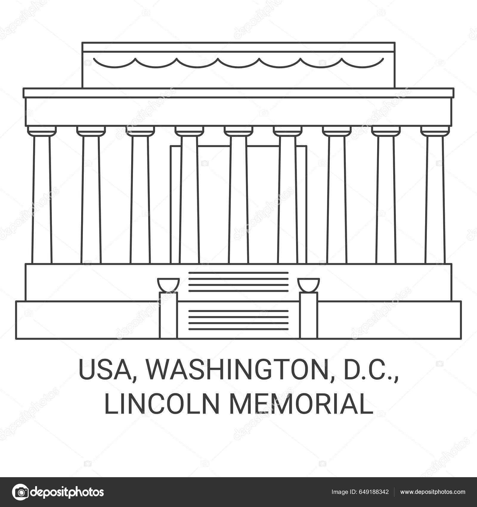 Usa washington lincoln memorial resa landmãrke linje vektor illustration vektor av iconsgraph