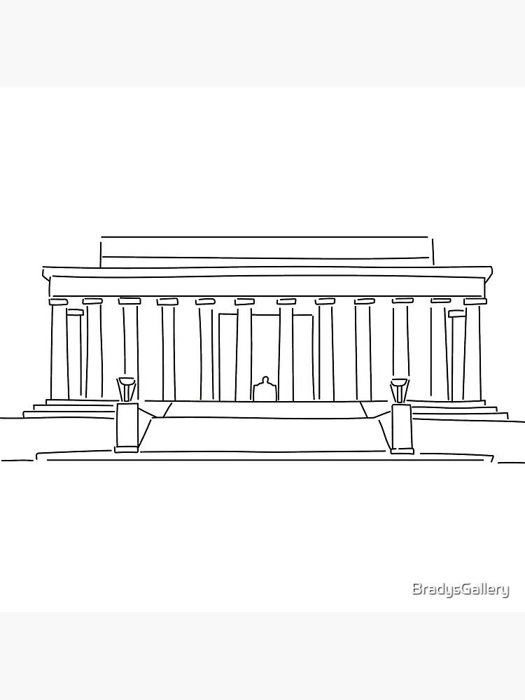 Lincoln memorial minimalism lineart art board print for sale by bradysgallery