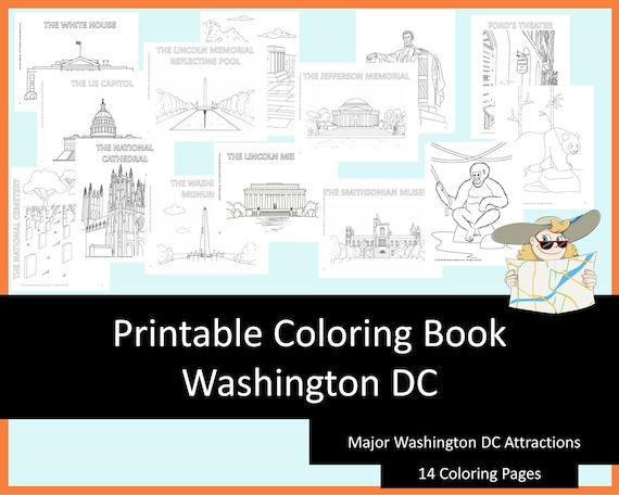Washington dc trip kids travel coloring pages printable