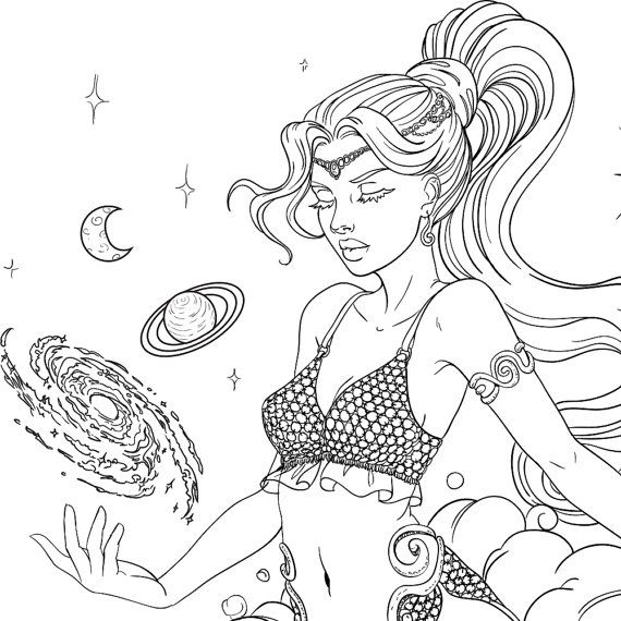 Adult coloring page genie line t