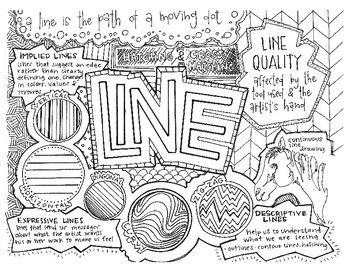 Art elements line coloring page notes line art lesson formal elements of art art worksheets