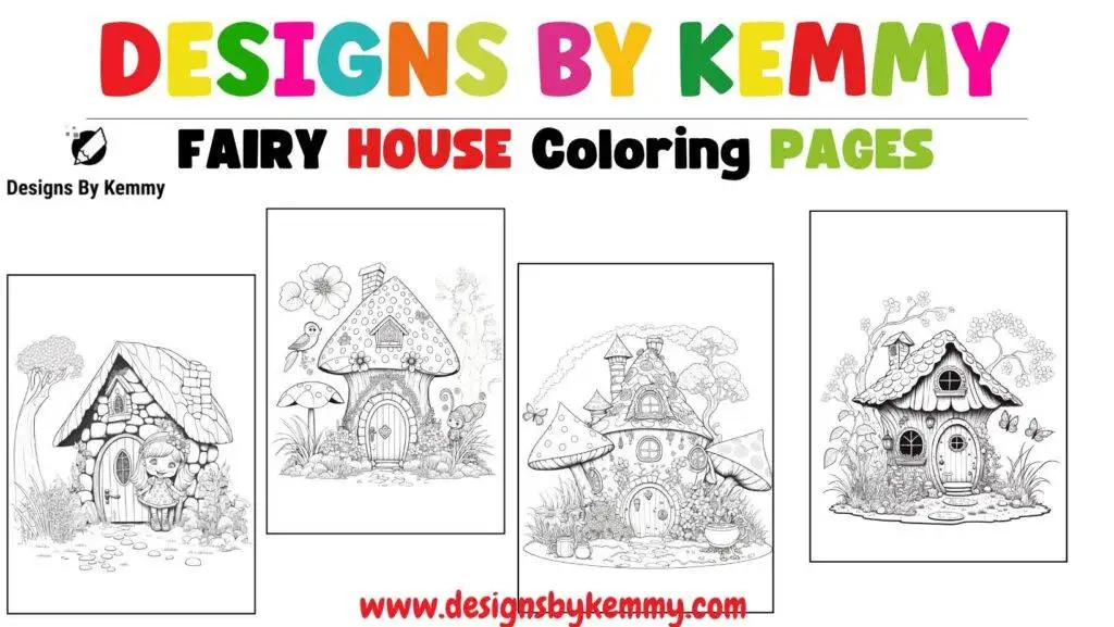 Fairy house coloring pages free printables