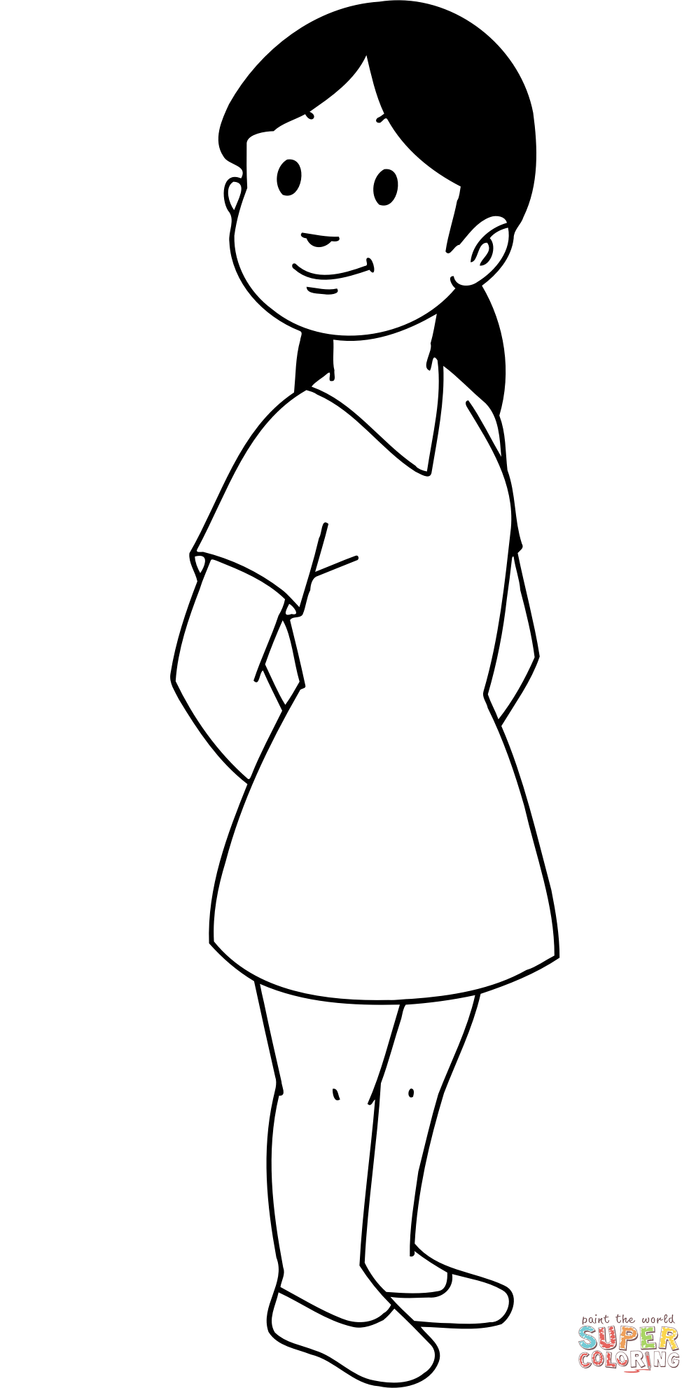 Child line drawing coloring page free printable coloring pages