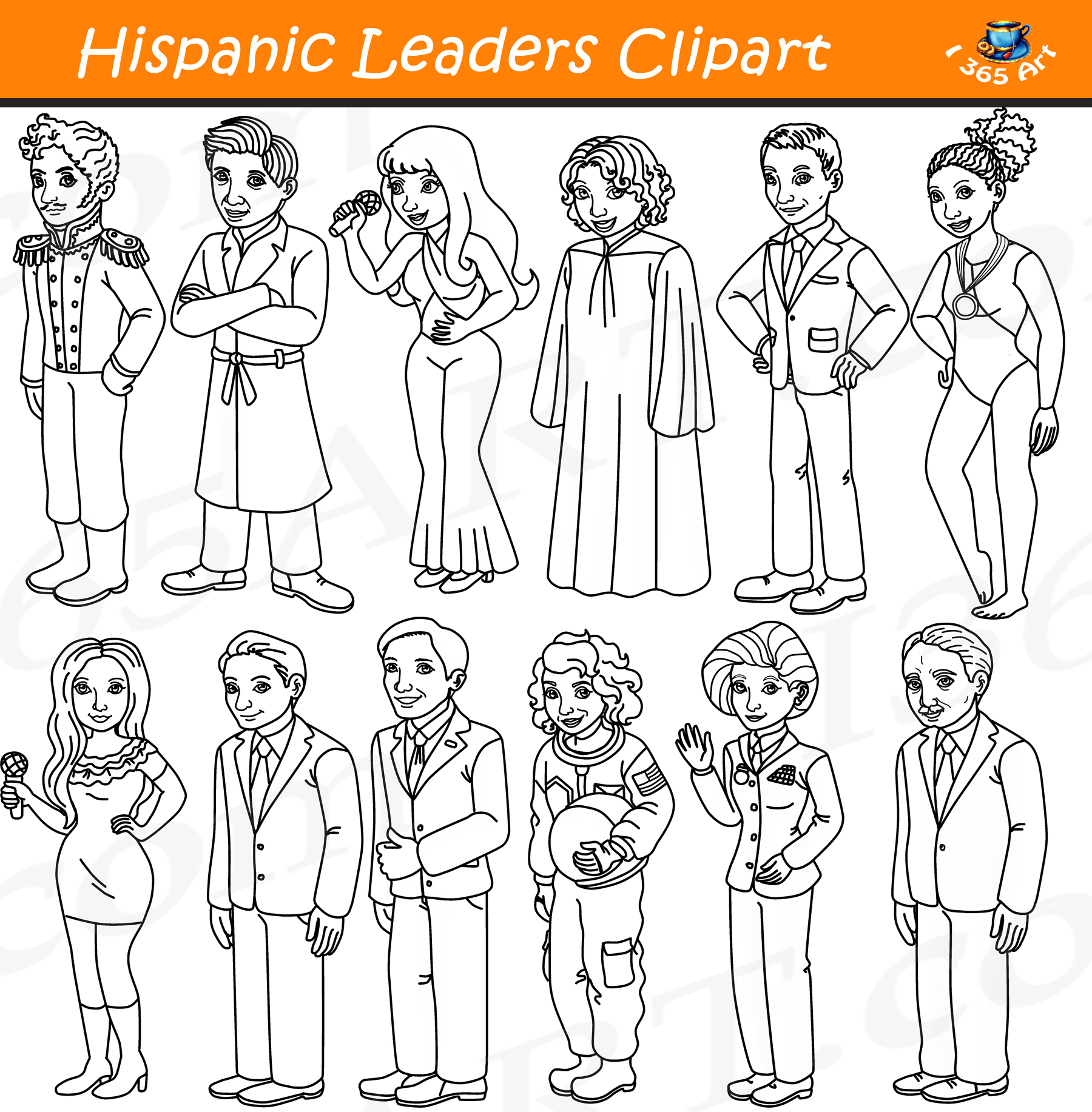 Hispanic leaders clipart graphics bundle