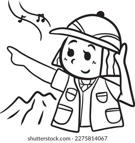 Cartoon girl student wearing hat doodle stock vector royalty free