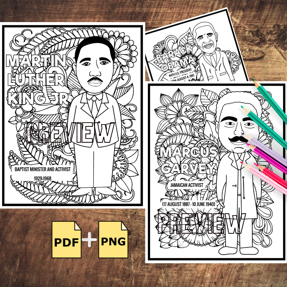 Black history month influential black male leaders mindfulness coloring pages made by teachers