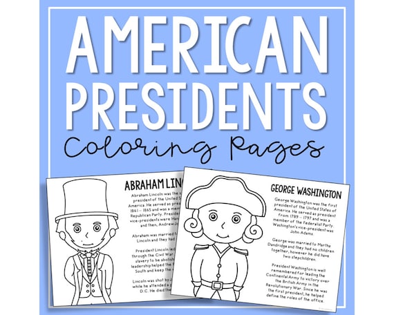 Us presidents coloring page activity printables homeschool curriculum preschool kindergarten bulletin board classroom decor worksheets instant download